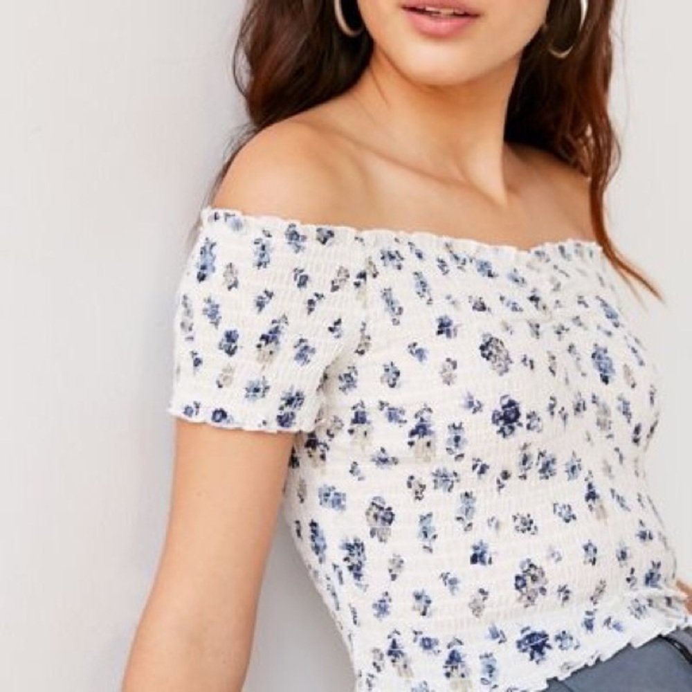 Urban Outfitters Jade Smocked Off-The-Shoulder Top